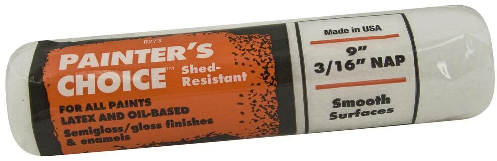 Wooster® Painter's Choice™ 9 x 3/16 in. Plastic Shed Resistant Fabric Roller Cover in White