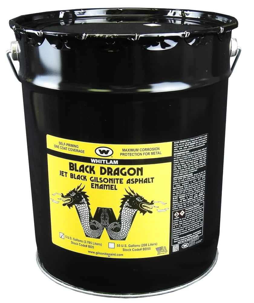 WHITLAM Black Dragon 5 gal. Asphalt Paint in Black