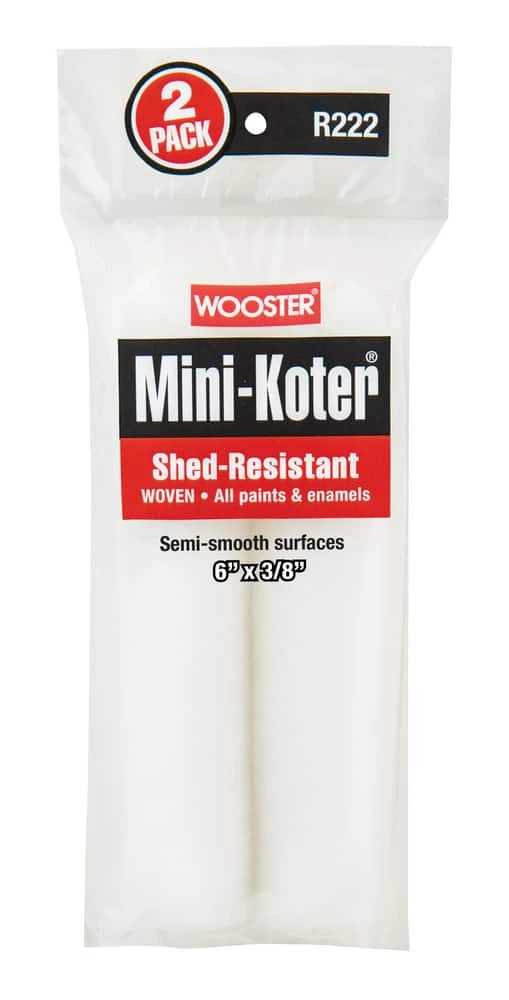 Wooster® Mini-Koter® 6 in. Shed-Resistant Paint Roller with 3/8 in. Nap Size (2 Pack)