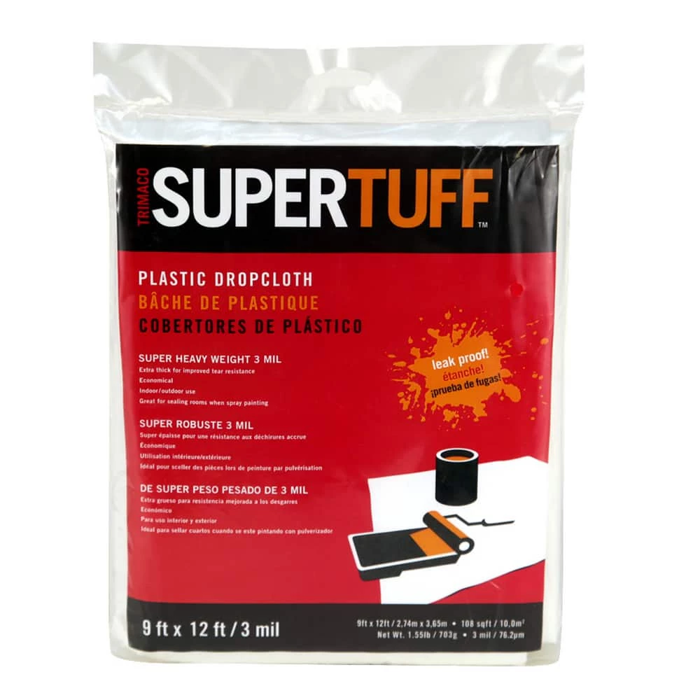 Trimaco 9 ft. Plastic Drop Cloth and Plastic Drop Cloth in Clear