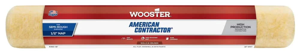 Wooster® American Contractor™ 18 x 1//2 in. Plastic Knit Fabric Roller Cover