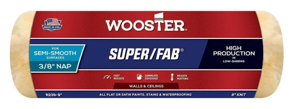 Wooster® Super/Fab® 9 x 3/8 in. Fabric Plastic Roller Cover