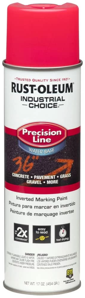 Rust-Oleum® Industrial Choice™ Precision Line® M1800 System 17 oz. Marking Spray Water Based in Fluorescent Pink
