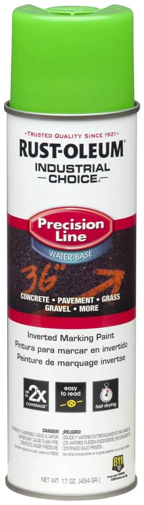 Rust-Oleum® Industrial Choice™ Precision Line® M1800 System 17 oz. Marking Spray Water Based in Fluorescent Green