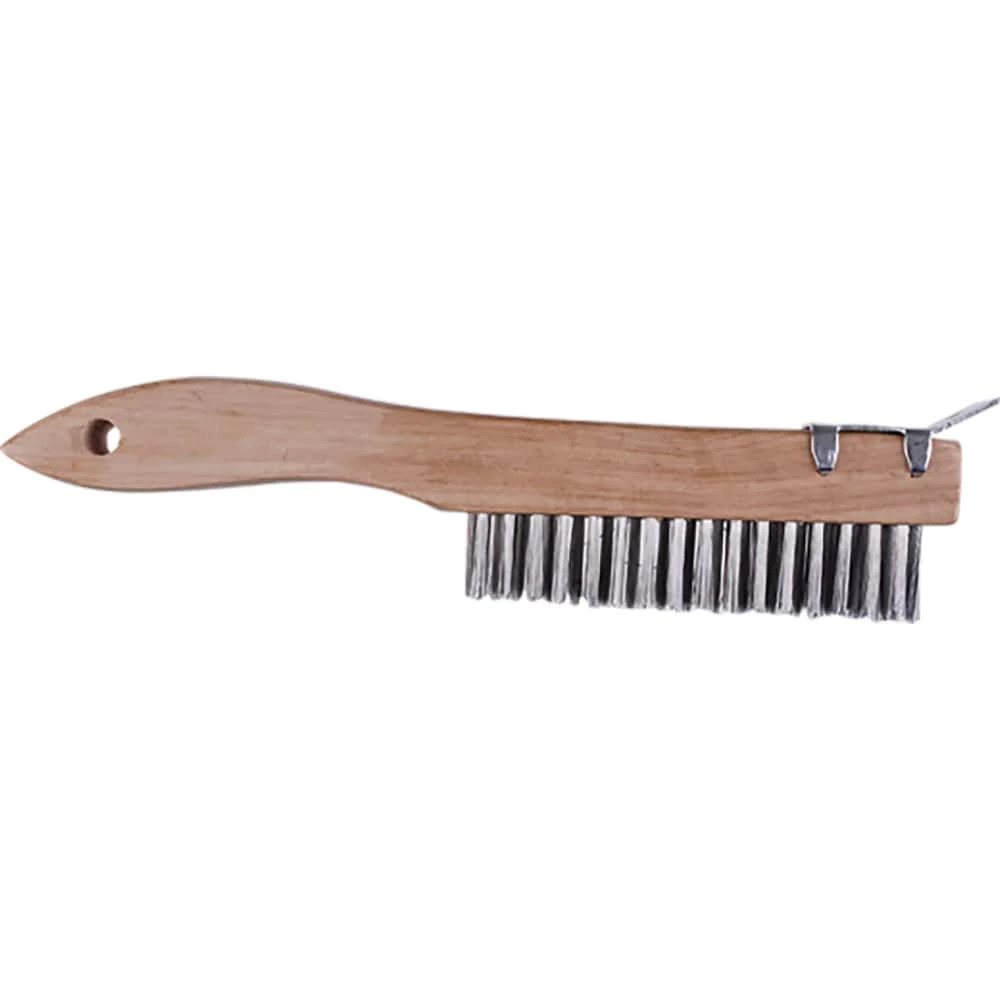 MG Distribution 4 x 16 in. Steel Wire Brush with Scraper in Brown