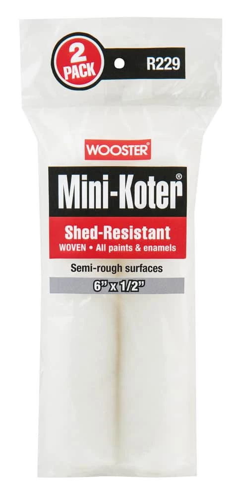 Wooster® Mini-Koter® 6 in. Shed-Resistant Paint Roller with 1/2 in. Nap Size (2 Pack)