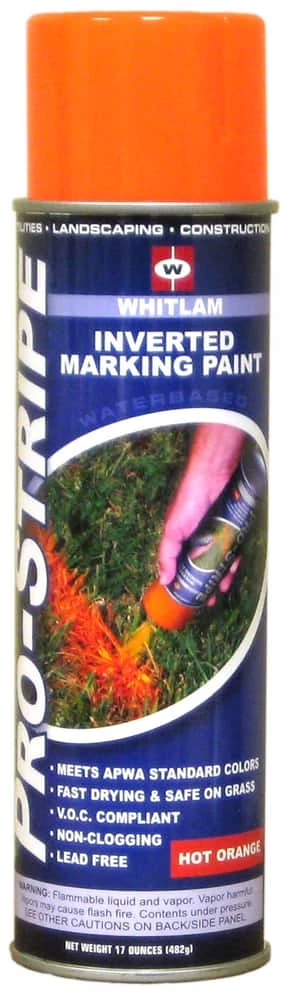 WHITLAM Pro-Stripe Inverted Marking Spray Paint in Hot Orange