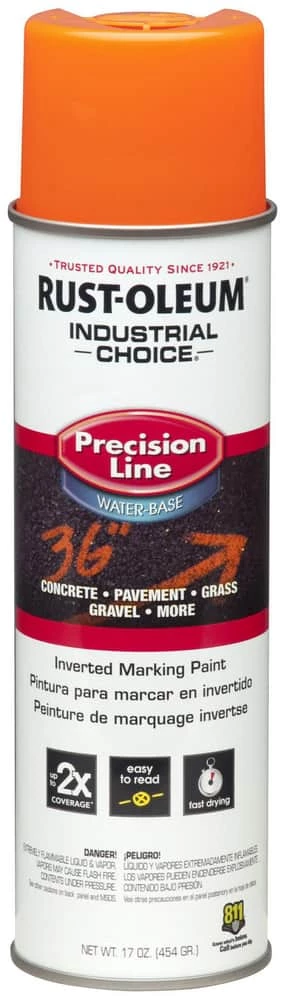 Rust-Oleum® Industrial Choice™ Precision Line® M1800 System 17 oz. Marking Spray Water Based in Fluorescent Orange