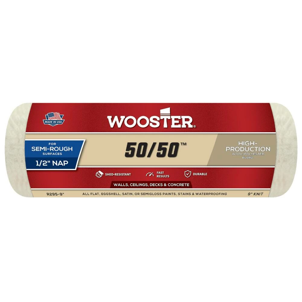 Wooster® 50/50™ 9 x 1/2 in. Plastic Lambswool Roller Cover