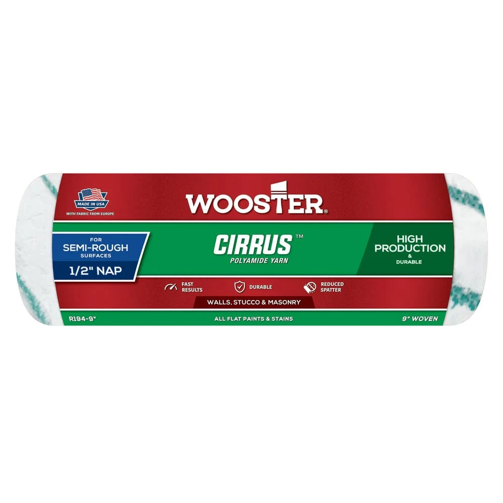Wooster® Cirrus™ 1/2 in. Plastic and Yarn Fabric Roller Cover