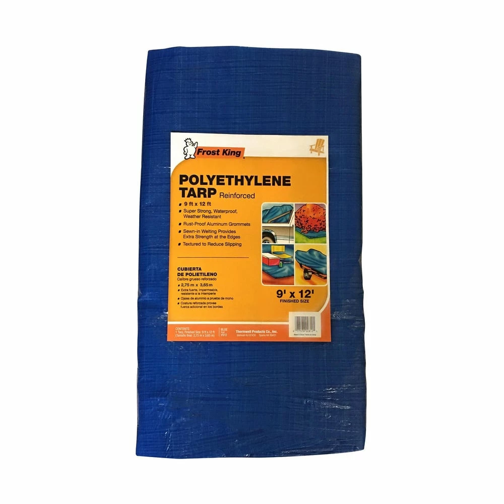 Frost King 9 ft x 12 ft. Plastic Aluminum Tarp in Blue