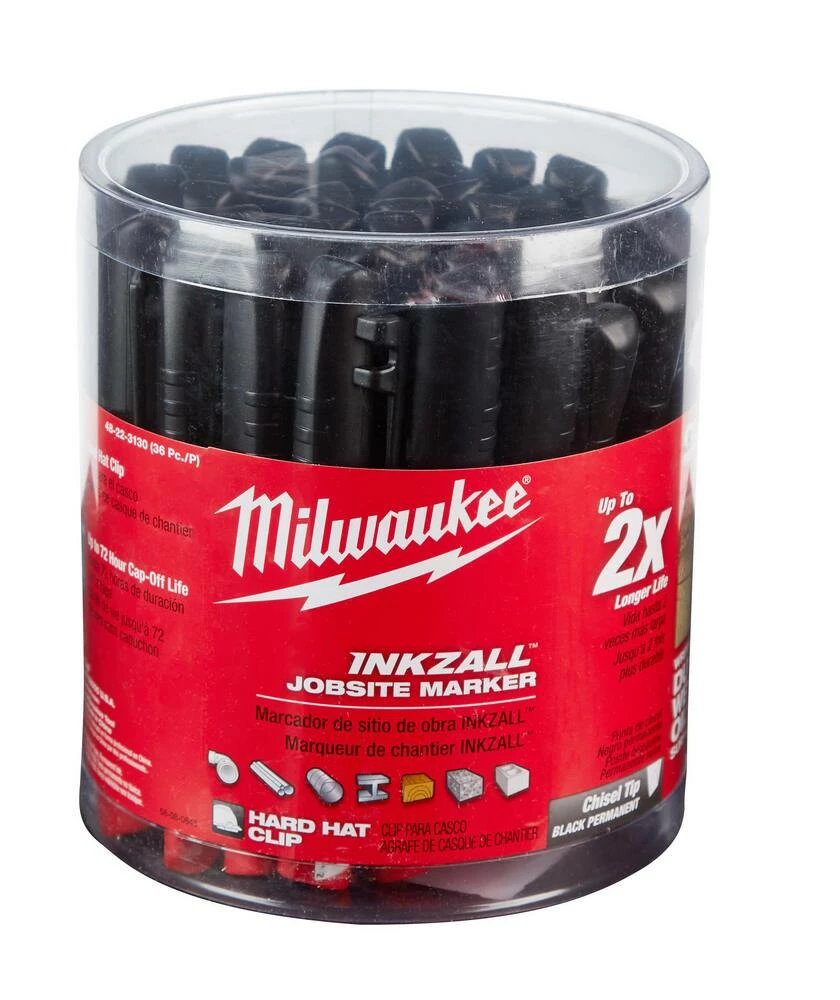 Milwaukee® Inkzall™ 7-13/100 x 5-9/10 in. Plastic Marker in Black