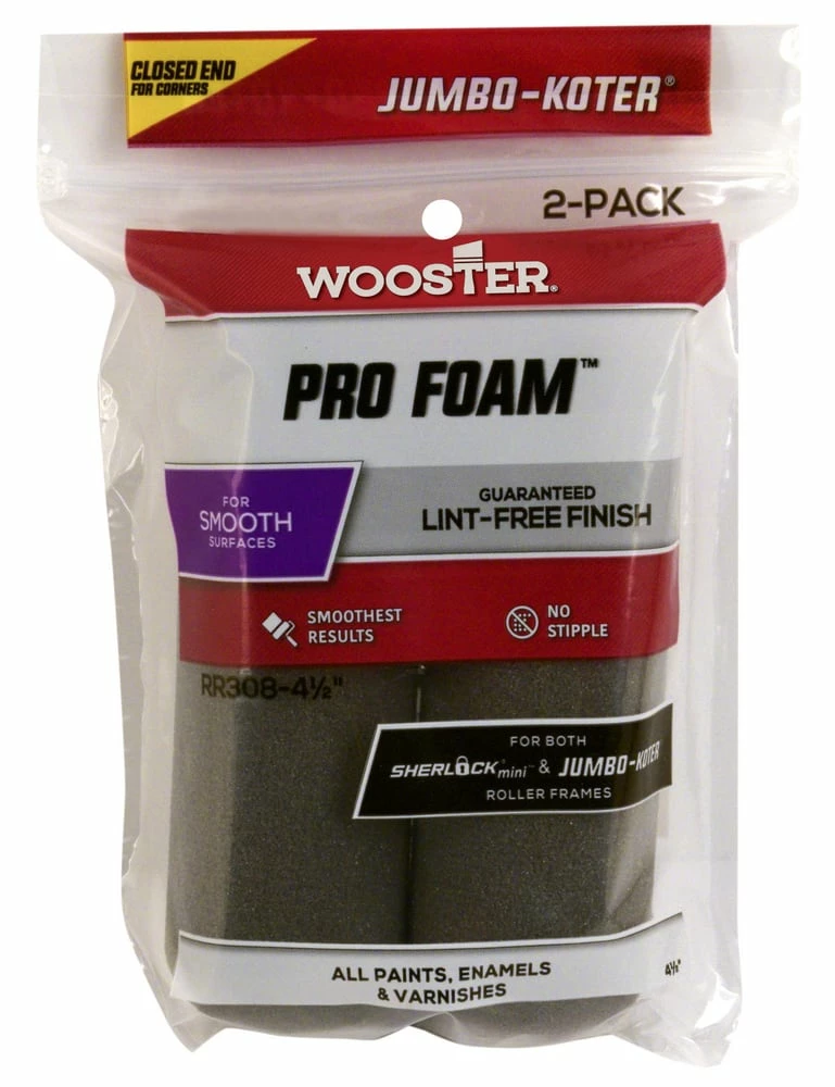 Wooster® Pro Foam™ 4-1/2 in. Foam Roller Cover Brush (Pack of 2)
