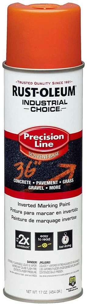 Rust-Oleum® Precision Line® 17 oz. Alert Orange Inverted Solvent-Based Marking Spray Paint