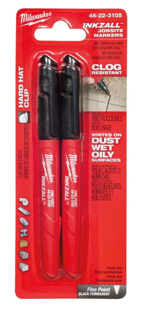 Milwaukee® Inkzall™ Fine Point Marker in Black 2 Pack