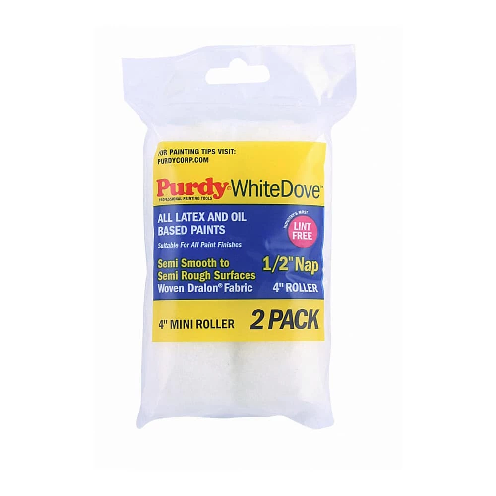 Purdy® WhiteDove™ Wire 4 in x 1/2 in Nap Woven Dralon™ Fabric Mini Paint Roller Cover
